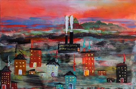 The Village in the Shadows on the Factory 2024 (90x60)